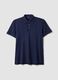 Blue pure cotton slim-fit short-sleeved polo shirt_4
