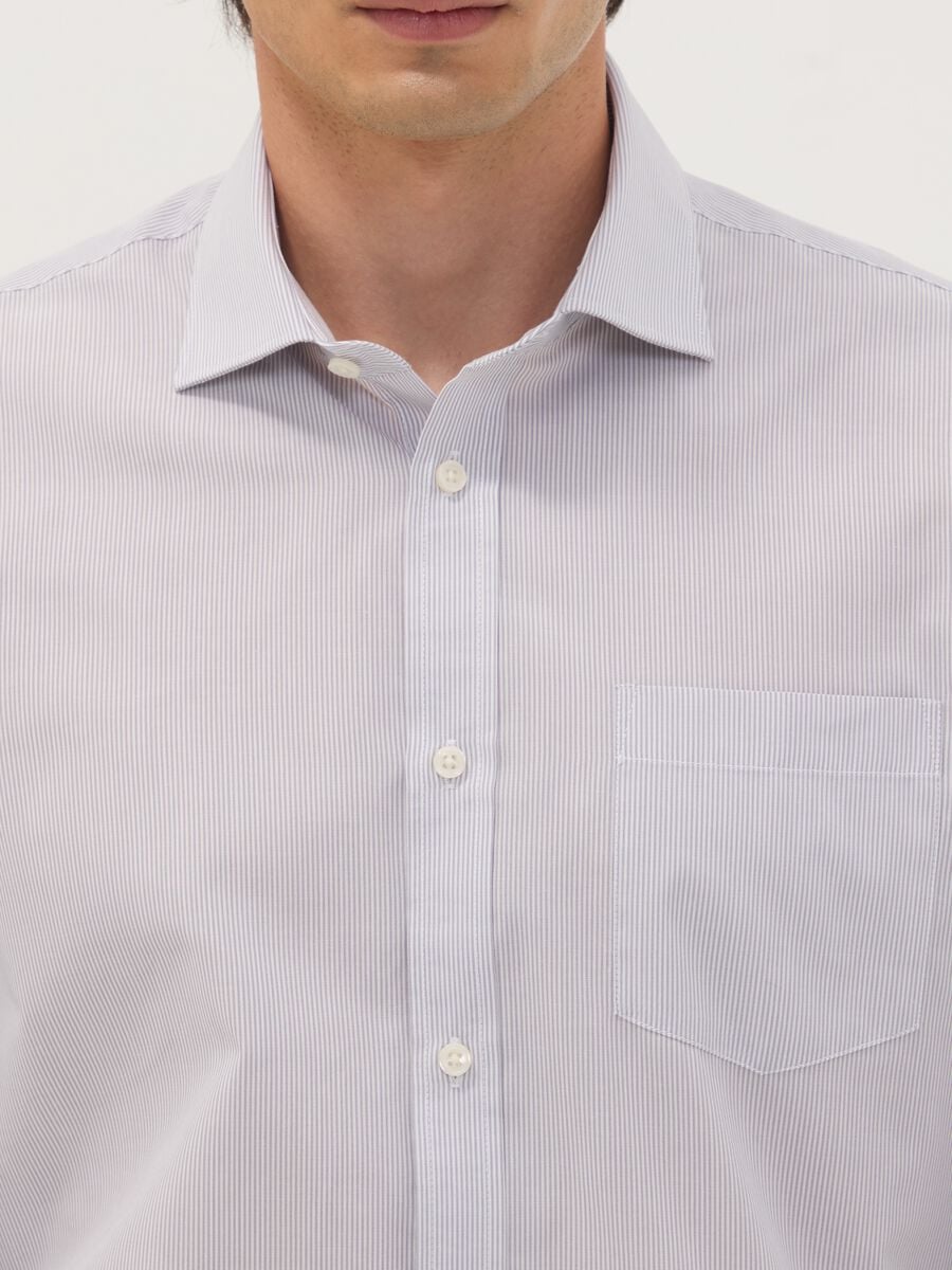 Grey easy-iron cotton-blend shirt with fine stripes, regular fit_1