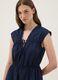 Blue pure cotton V-neck dress_2