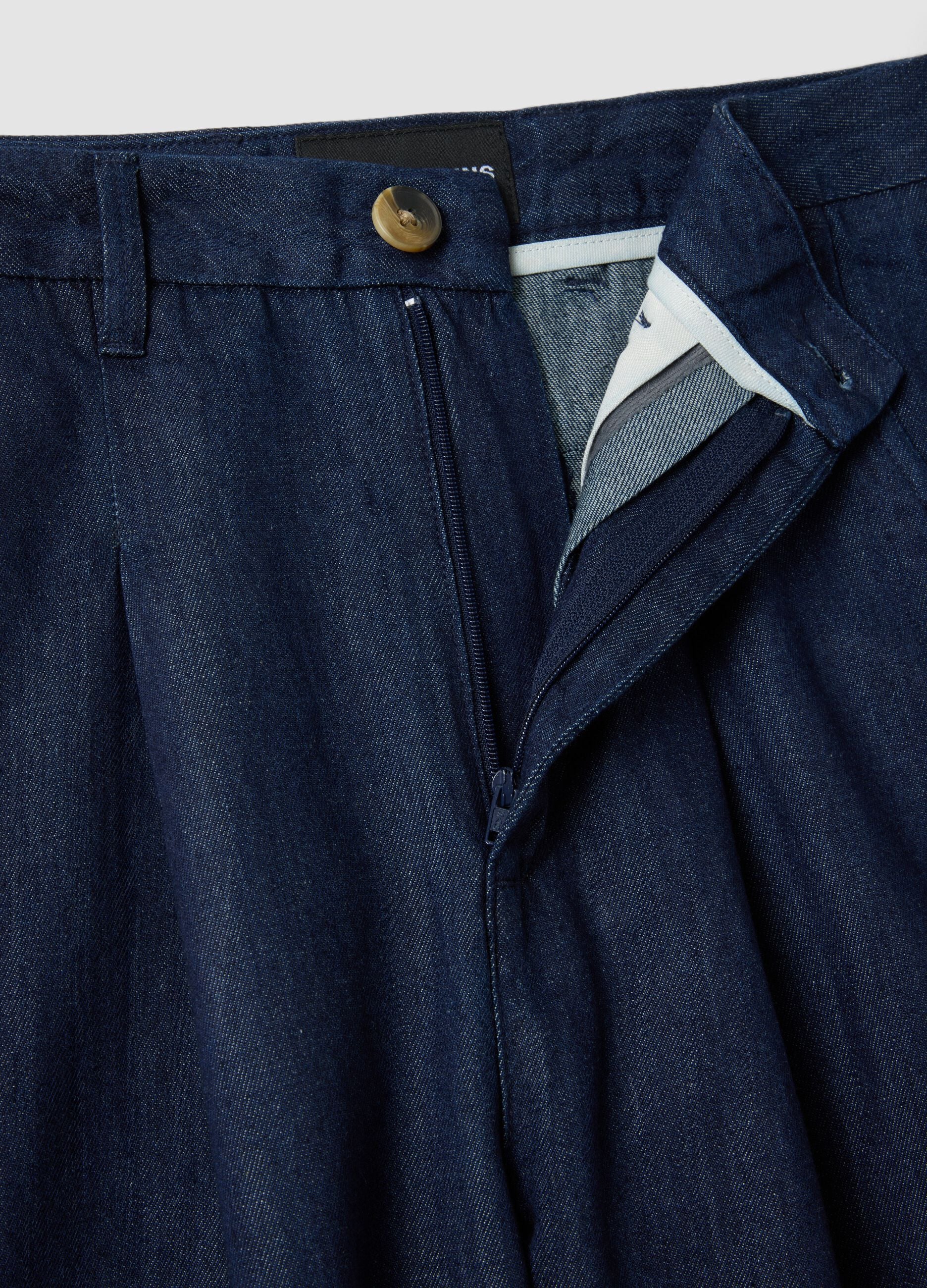 Wide leg pure cotton blue shorts