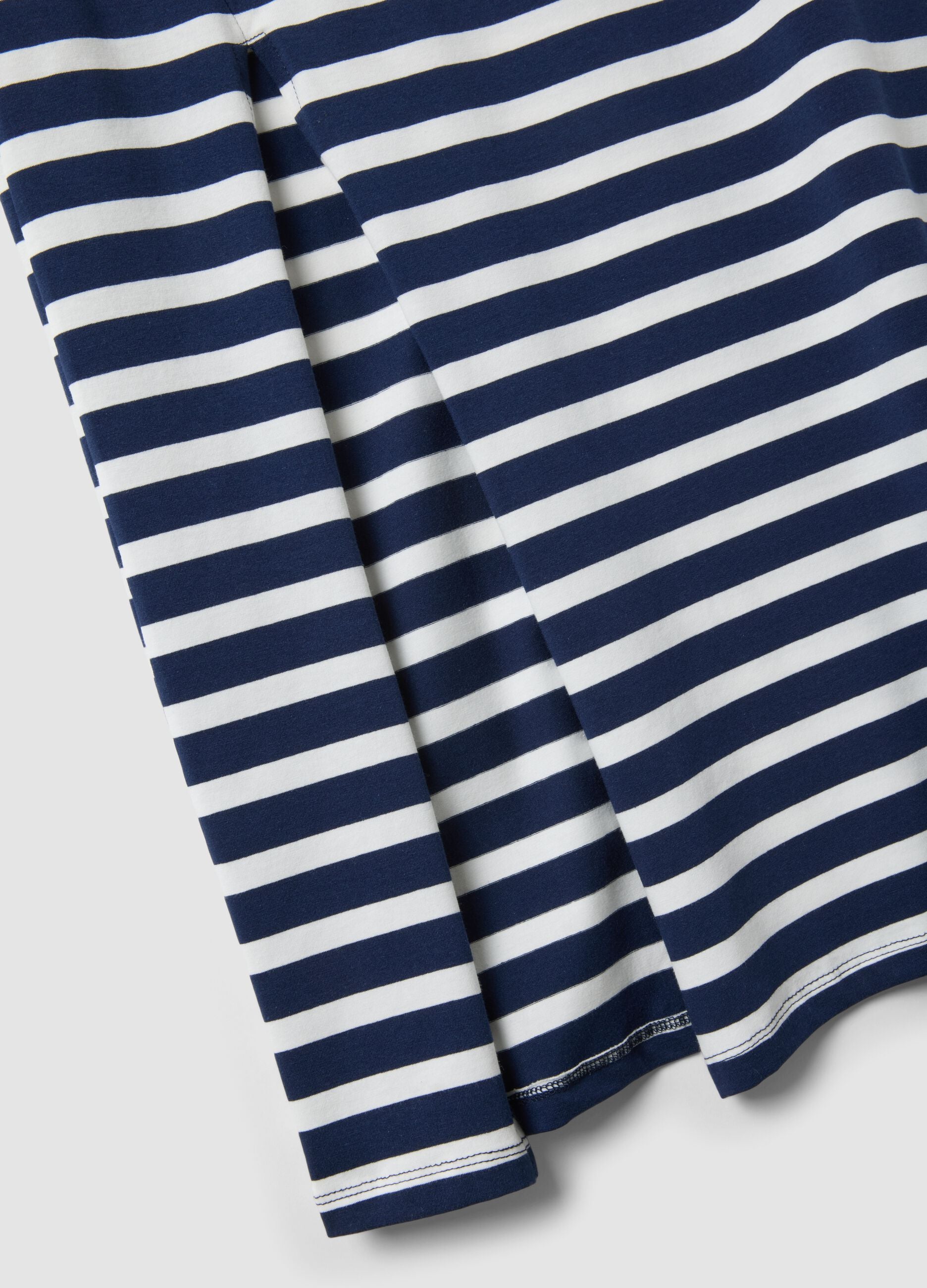 Blue striped stretch cotton maxi dress
