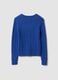 Blue pure cotton cable-knit jumper with deep V-neck_6