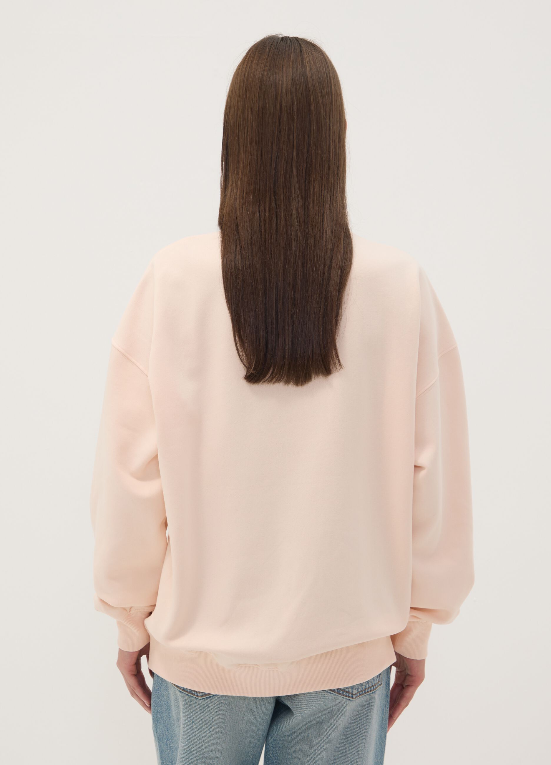 Pink cotton-blend sweatshirt with kitten print, regular fit