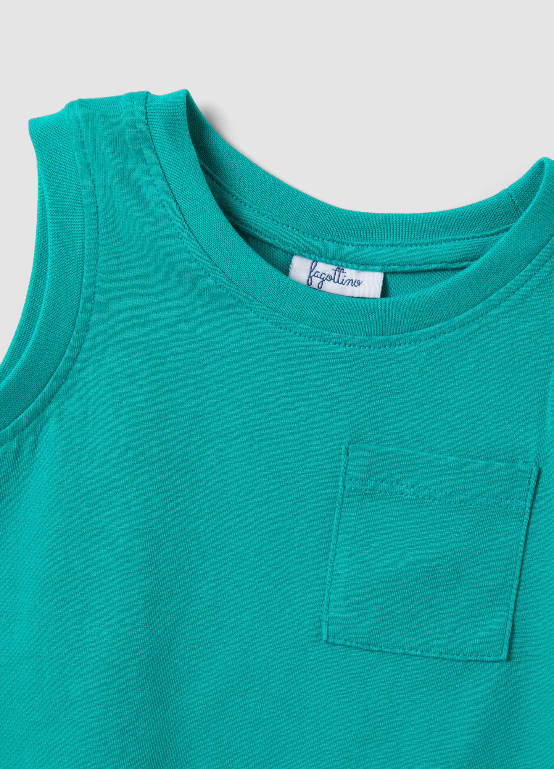 Bipack di tank top verdi in puro cotone