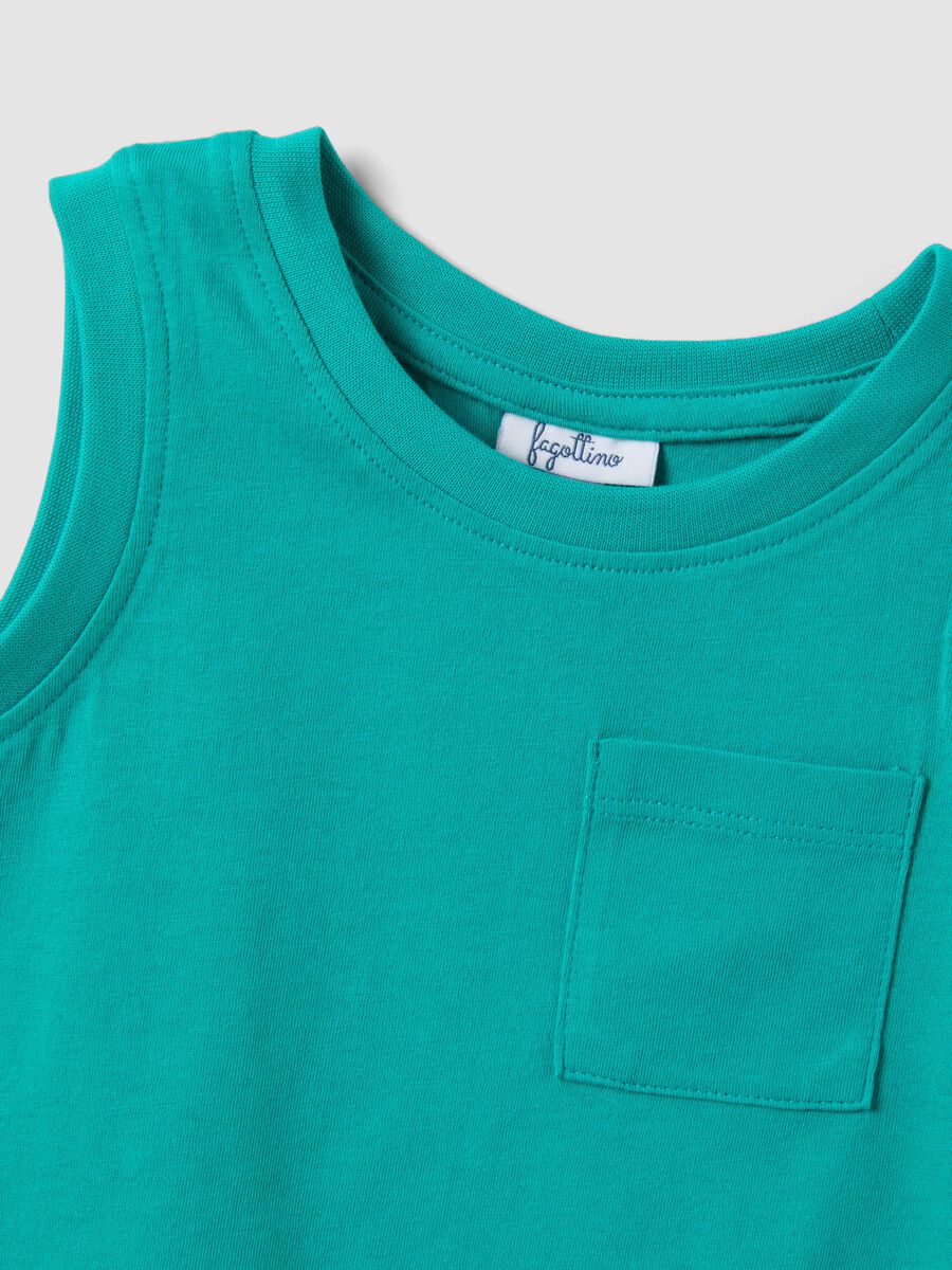 Bipack di tank top verdi in puro cotone_2