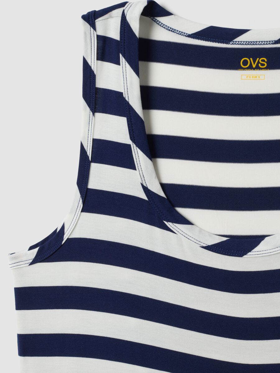 Multicolour striped regular-fit stretch viscose tank top_5