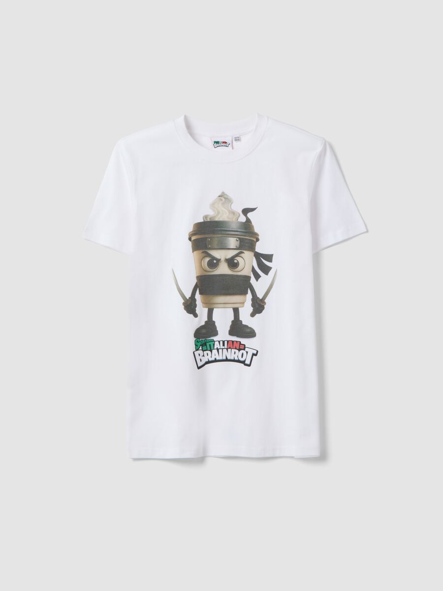 T-shirt in puro cotone bianca da ragazzo regular fit con stampe_3