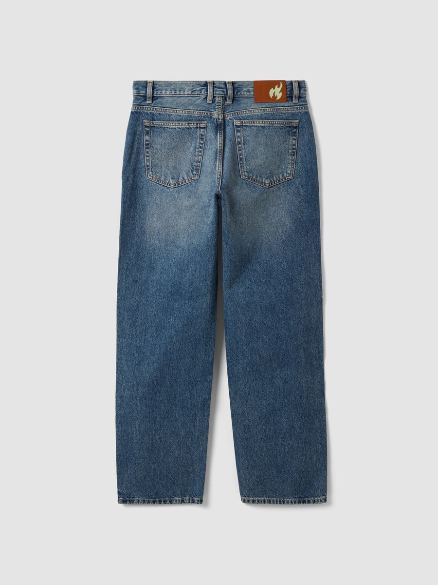 Jeans denim blu in puro cotone loose fit_2