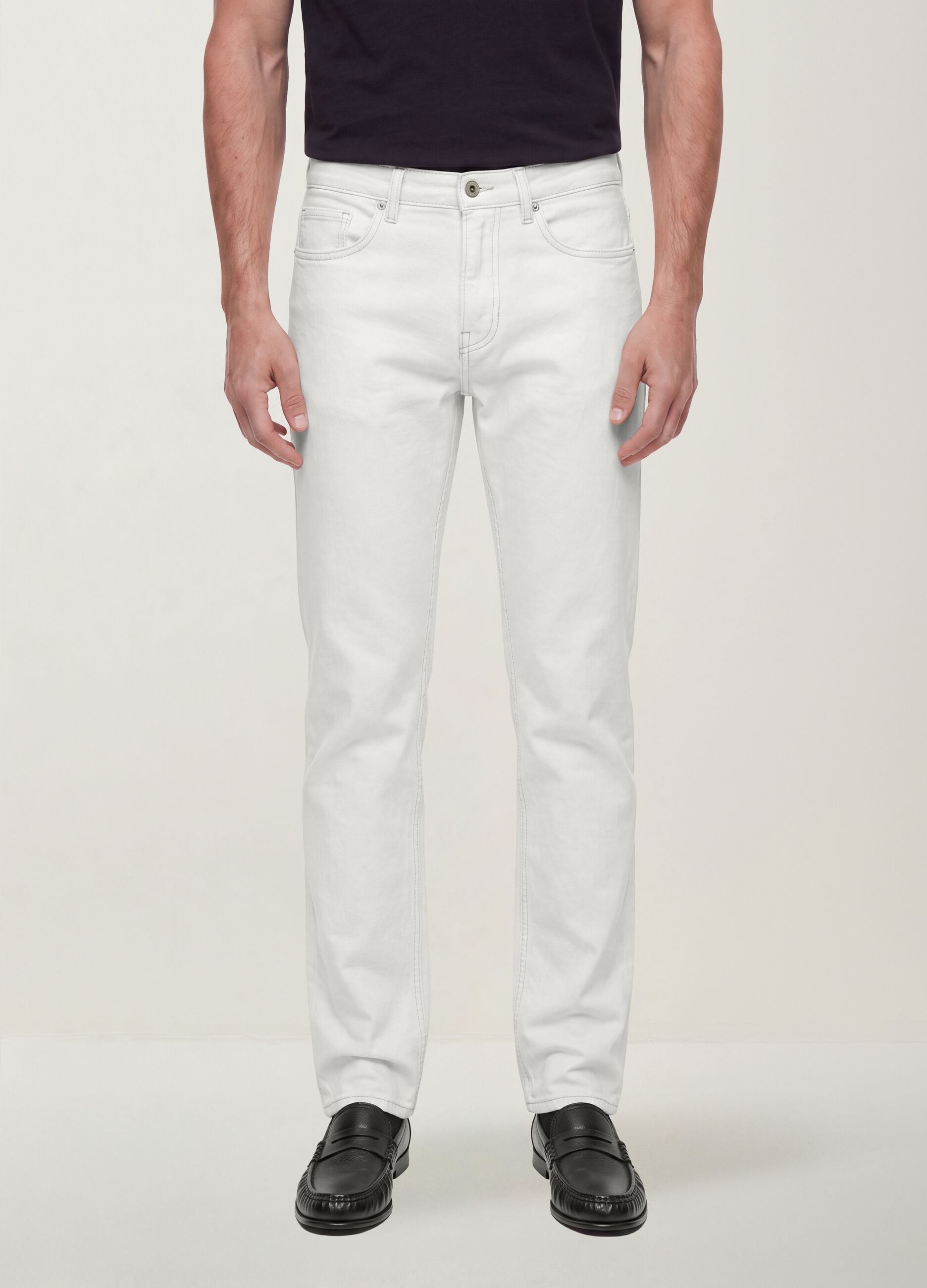 White slim-fit stretch cotton jeans