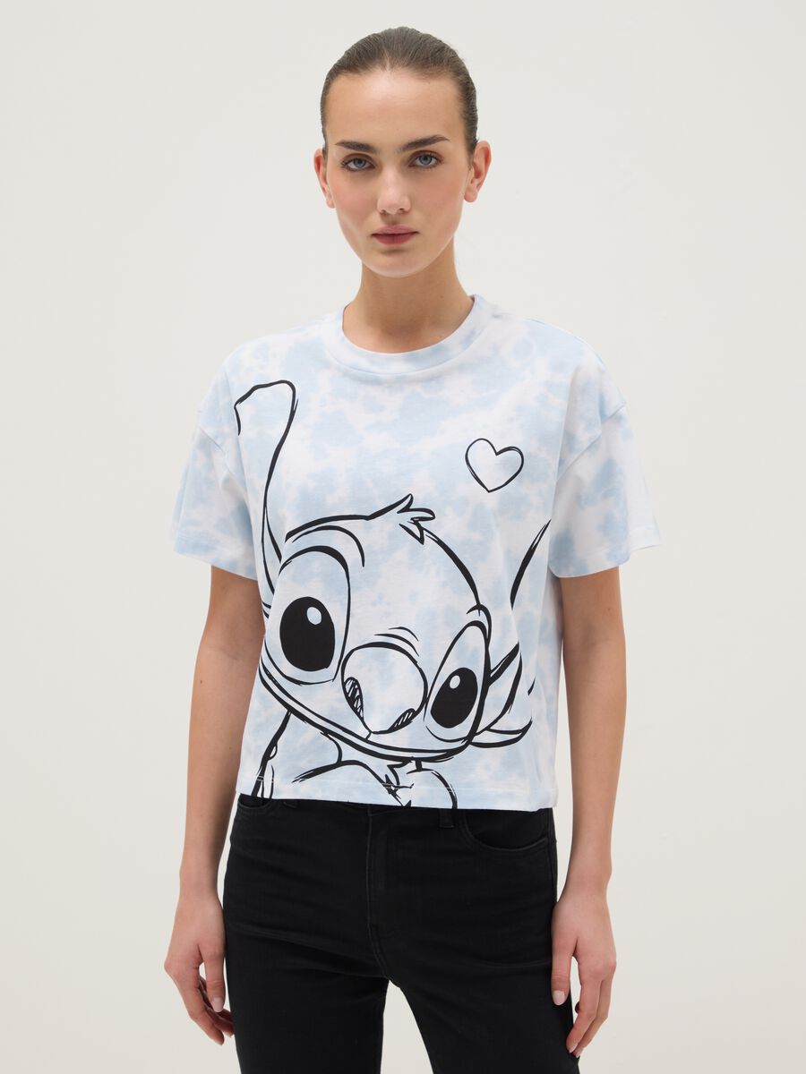 Multicolour pure cotton regular fit T-shirt with Stitch print_0