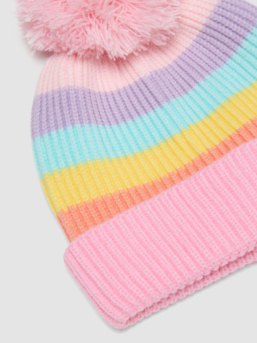 Pink stretch viscose set with hat and gloves_1
