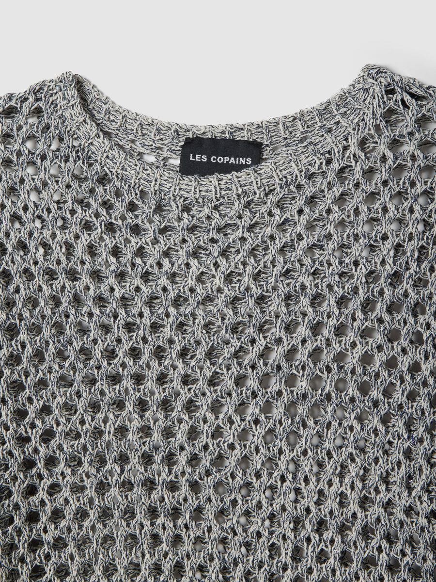 Grey cotton blend jumper with mesh pattern_5