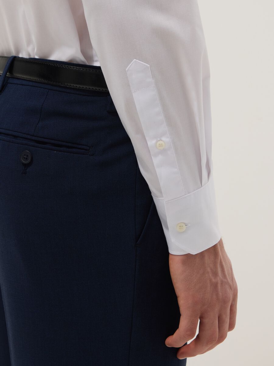 White long-sleeve cotton blend slim fit easy iron shirt_3