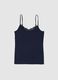Blue slim fit stretch viscose camisole with lace_4