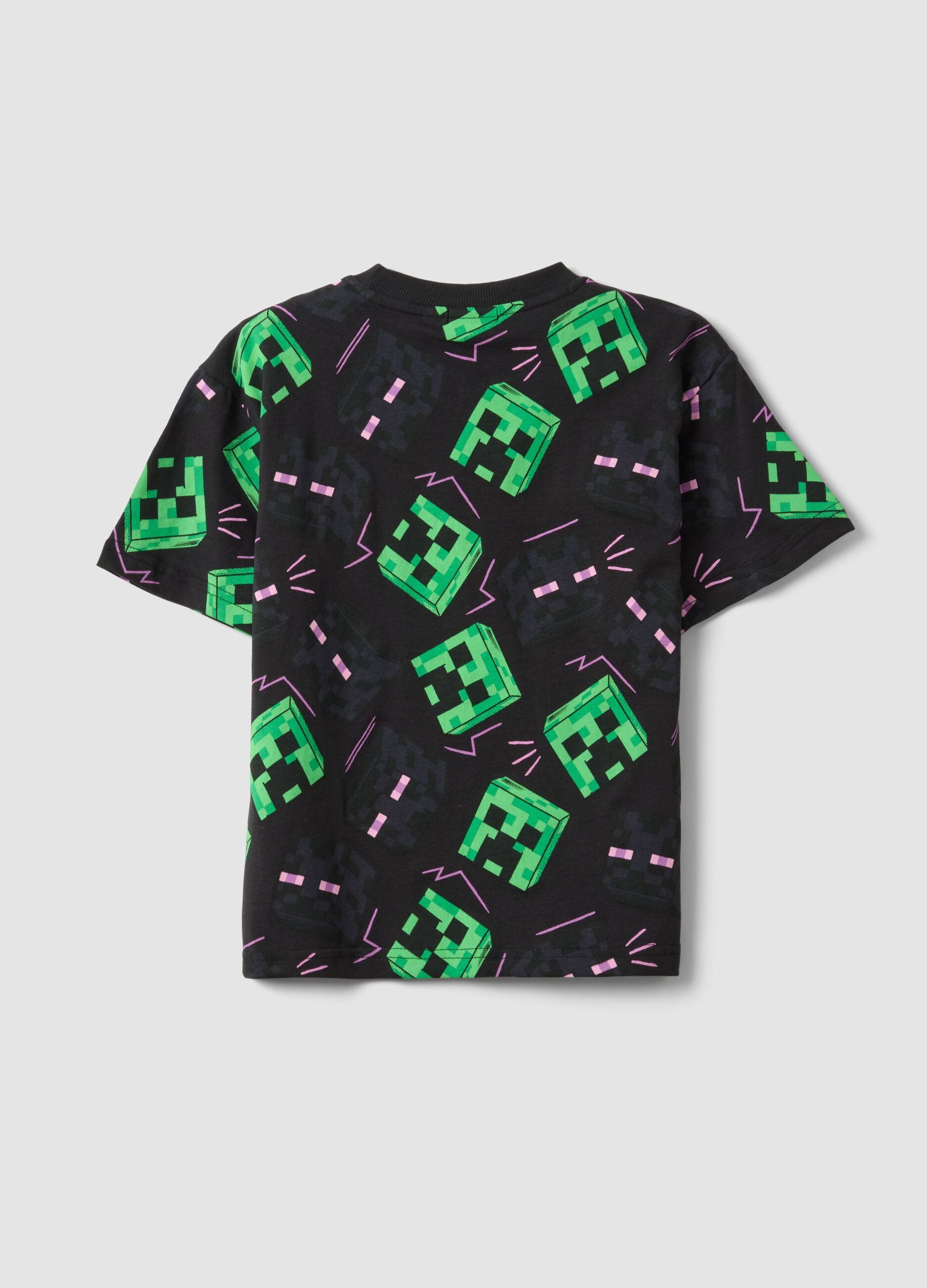 Kids&rsquo; pure cotton multicolour Minecraft print T-shirt