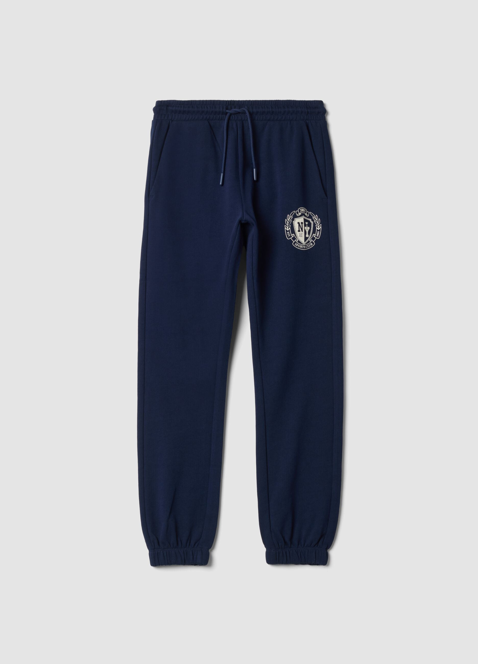 Blue pure cotton joggers with print