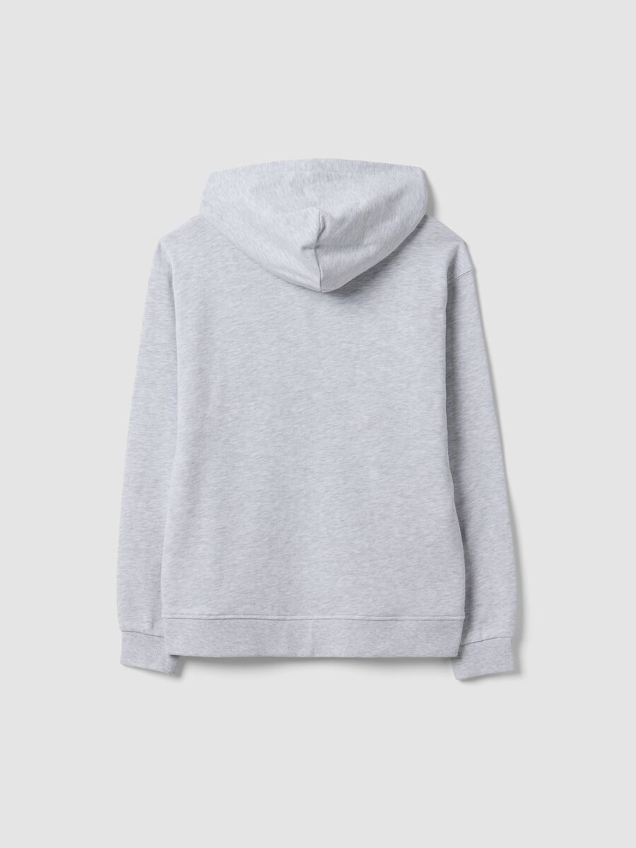 Grey hooded zip-up sweatshirt in pure organic cotton for boys, relaxed fit_1