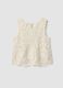 Girls&rsquo; white pure cotton tank top with floral open-knit pattern_4
