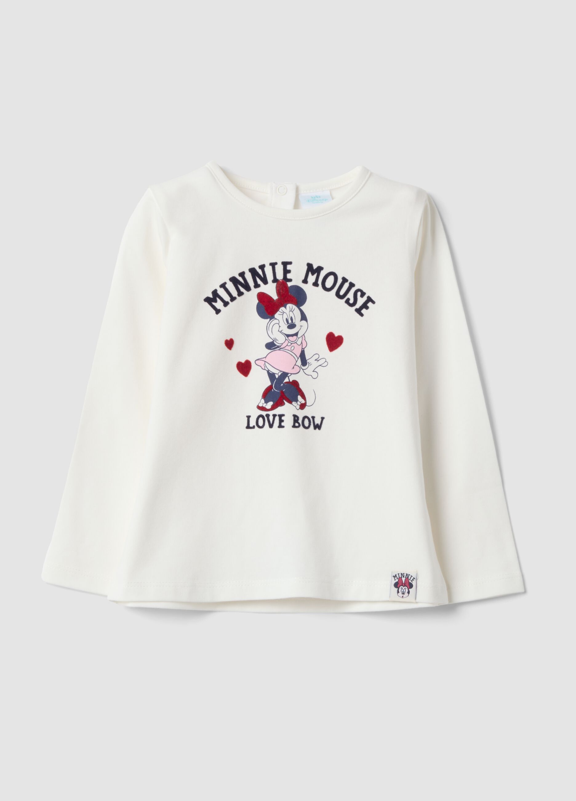 White organic stretch cotton T-shirt with Minnie print