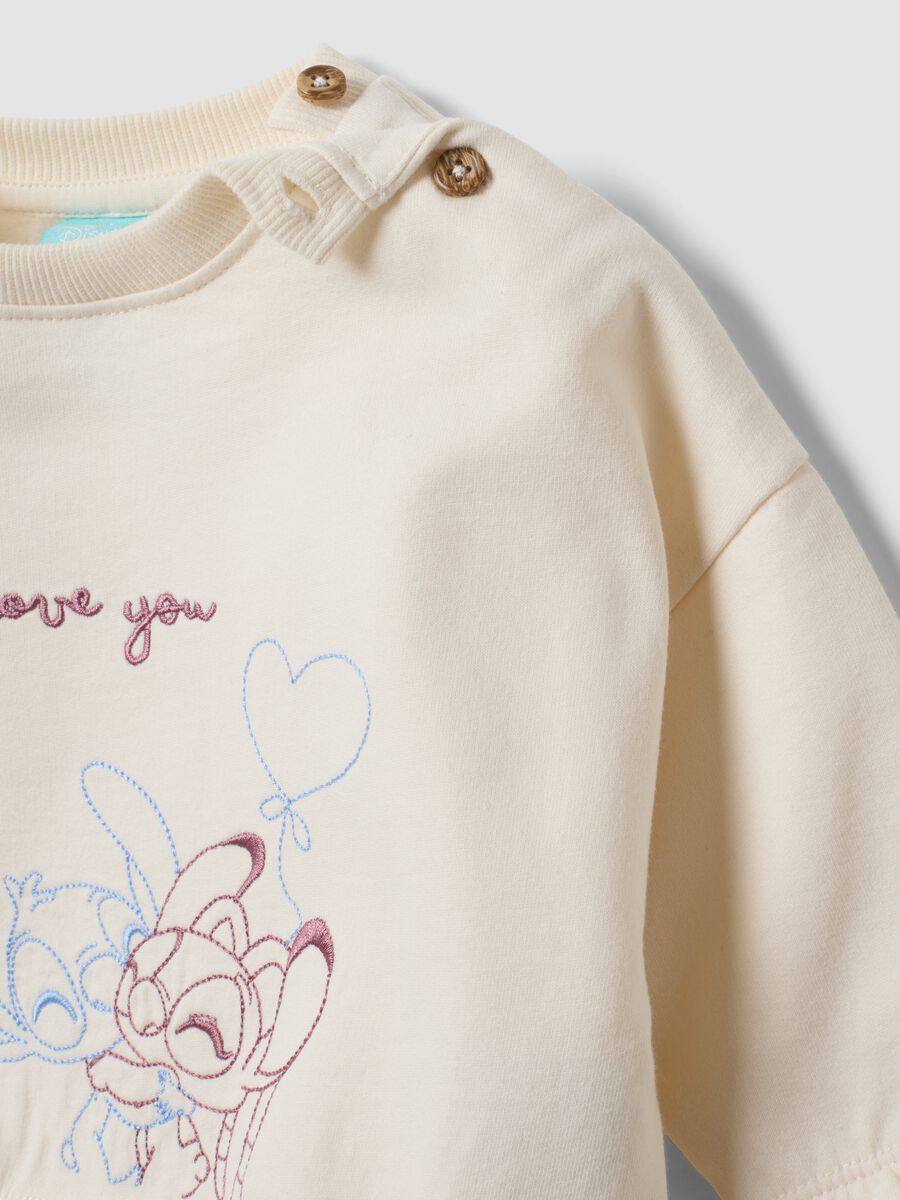 Beige organic cotton Lilo & Stitch set for baby girl_3