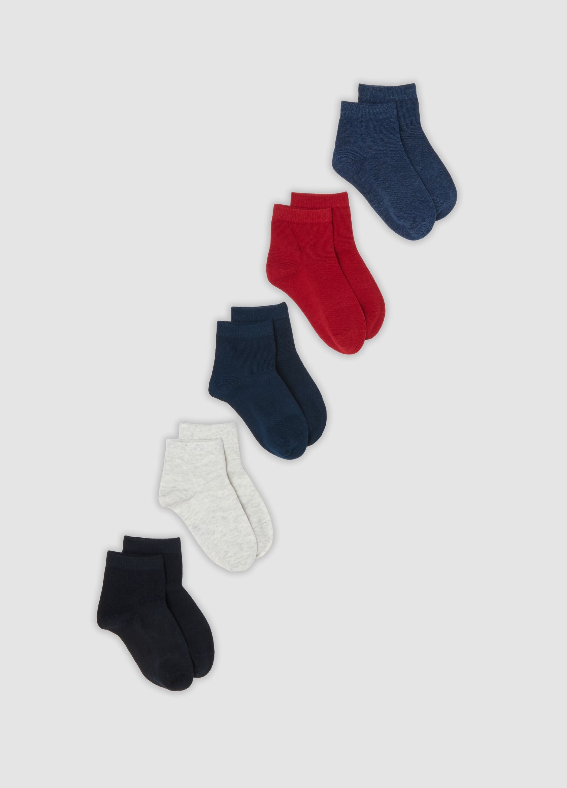 Five-pack of multicolour short socks in stretch organic cotton