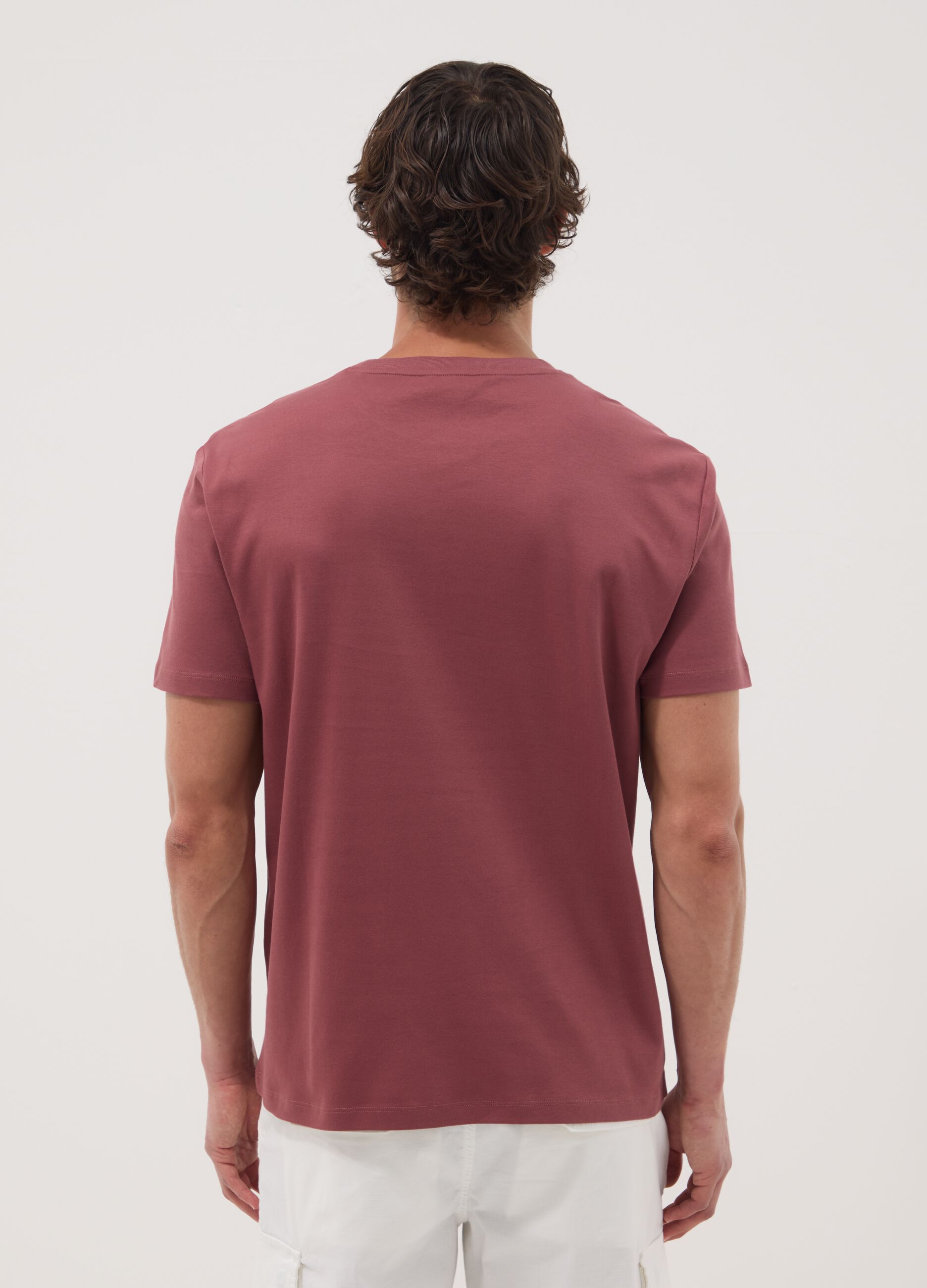 Red mercerised pure cotton slim-fit T-shirt