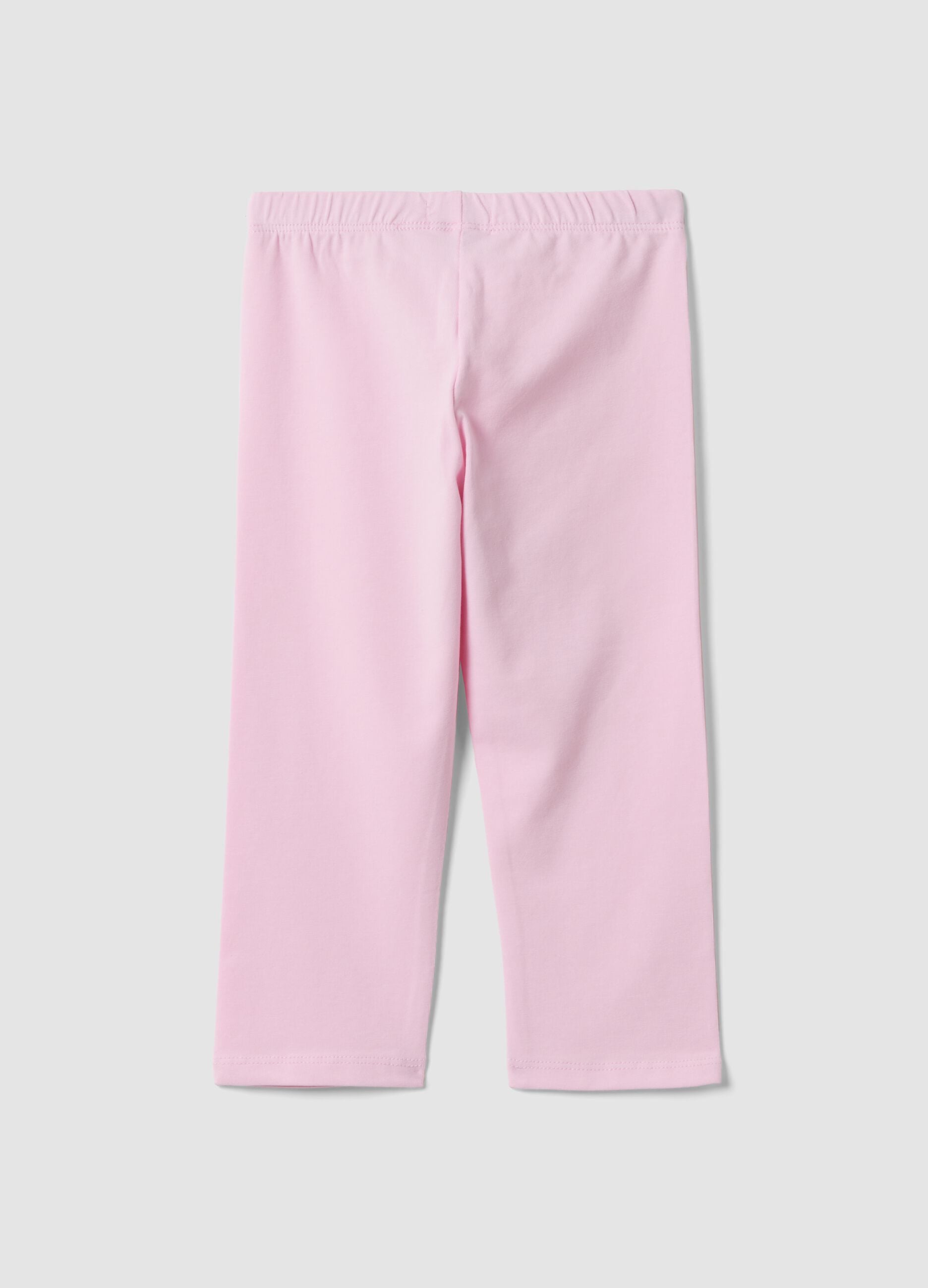 Pink slim fit stretch cotton leggings for girls