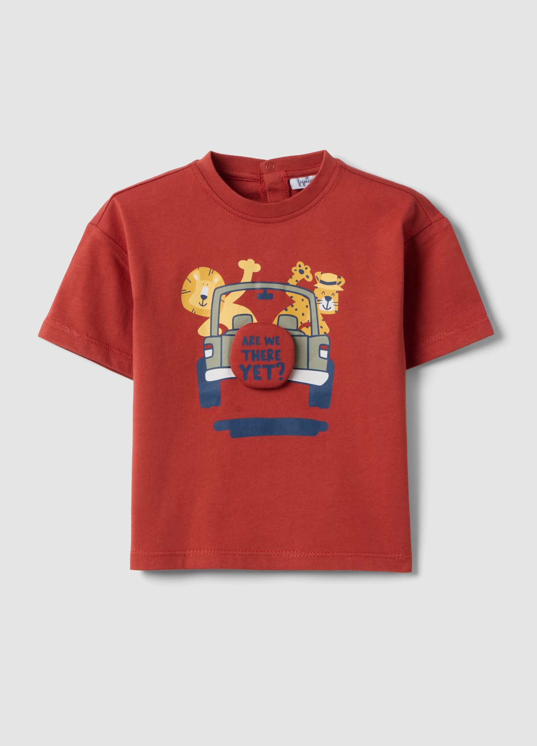 Red short-sleeve pure cotton T-shirt