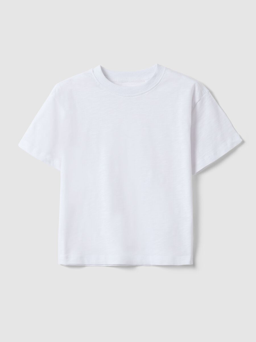 Children's oversized fit white pure cotton crew neck t-shirt_0