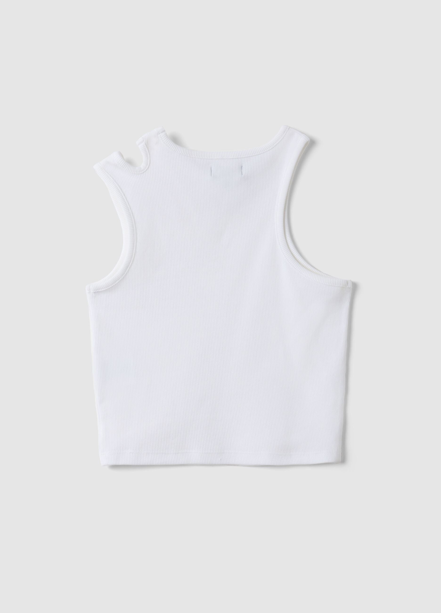 Girls' White Fitted Stretch Cotton Tank Top