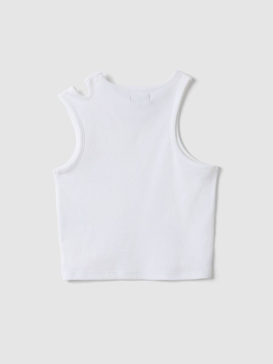 Canotta fitted in cotone elasticizzato bianca da ragazza_4