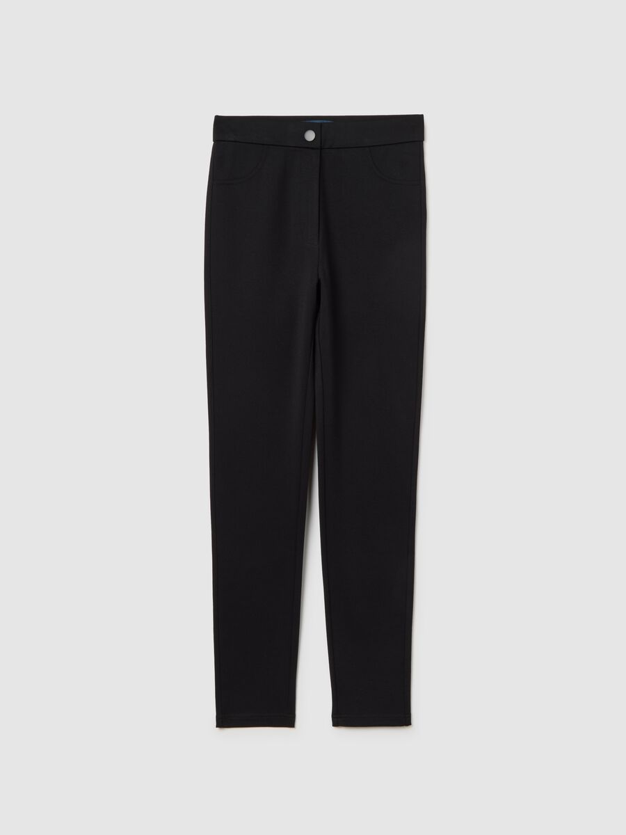 Black Stretch Regular Fit Leggings_4