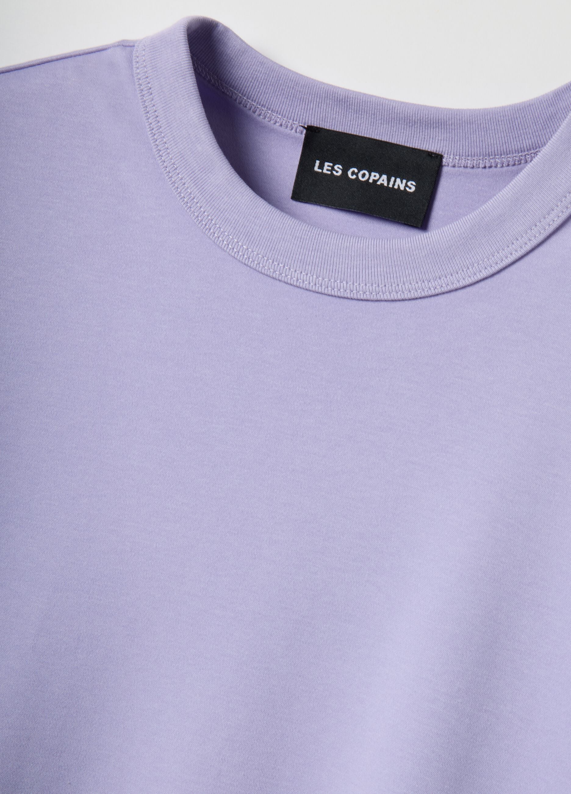 Purple short-sleeved cotton blend T-shirt regular fit
