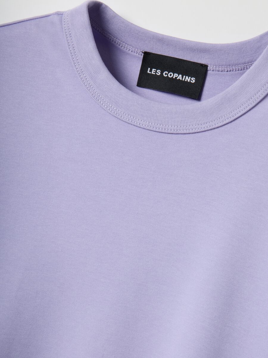 Purple short-sleeved cotton blend T-shirt regular fit_5