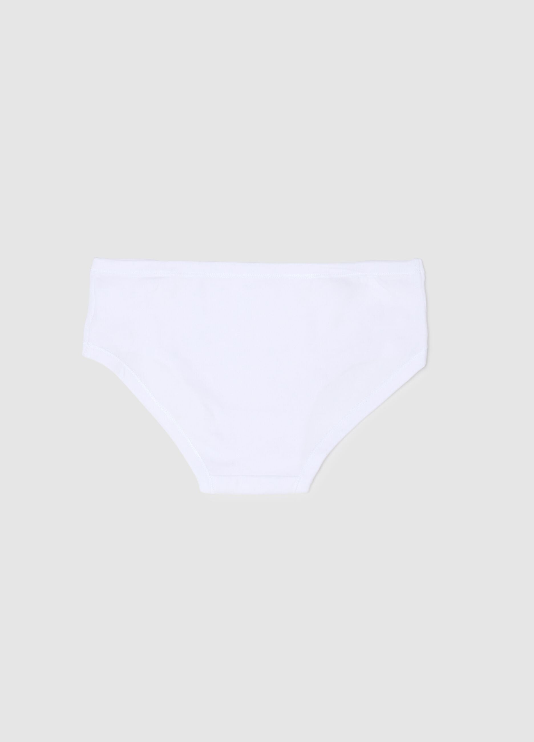 Girls' White Stretch Cotton Briefs