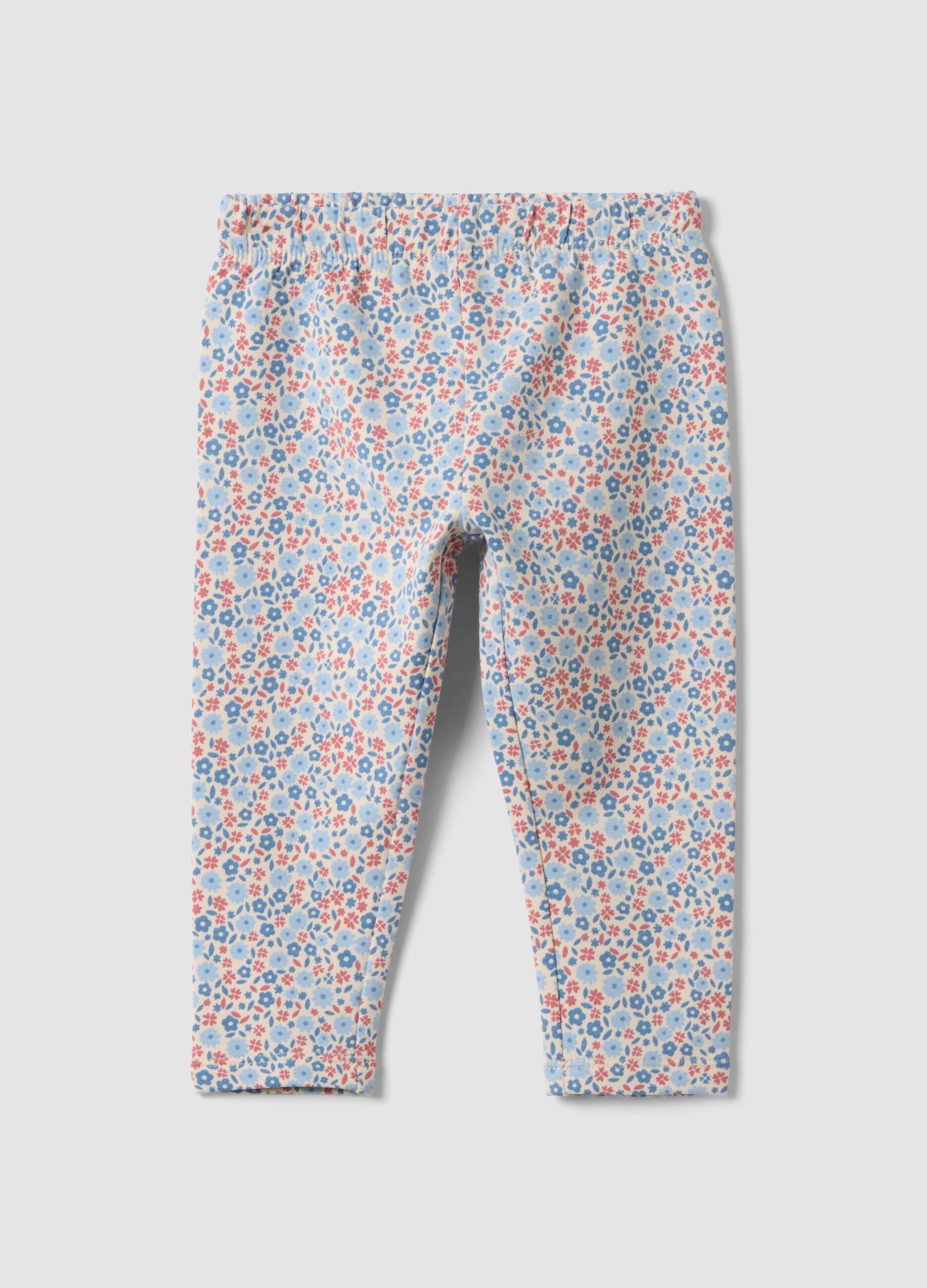 Grey floral stretch cotton leggings