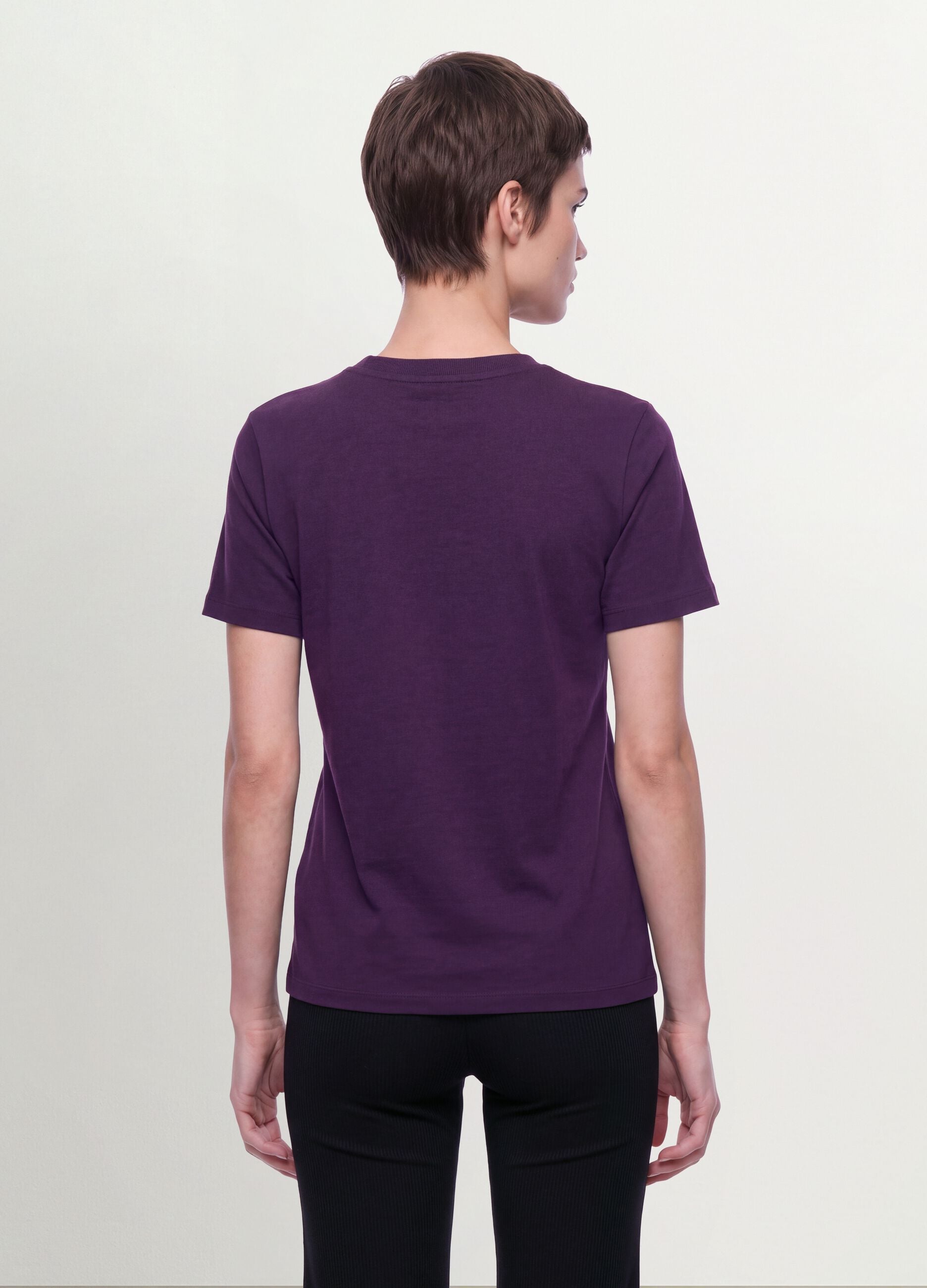 Purple organic cotton crew-neck T-shirt, regular fit