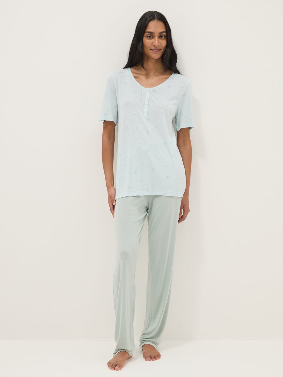Pigiama in pura viscosa azzurro regular fit_0