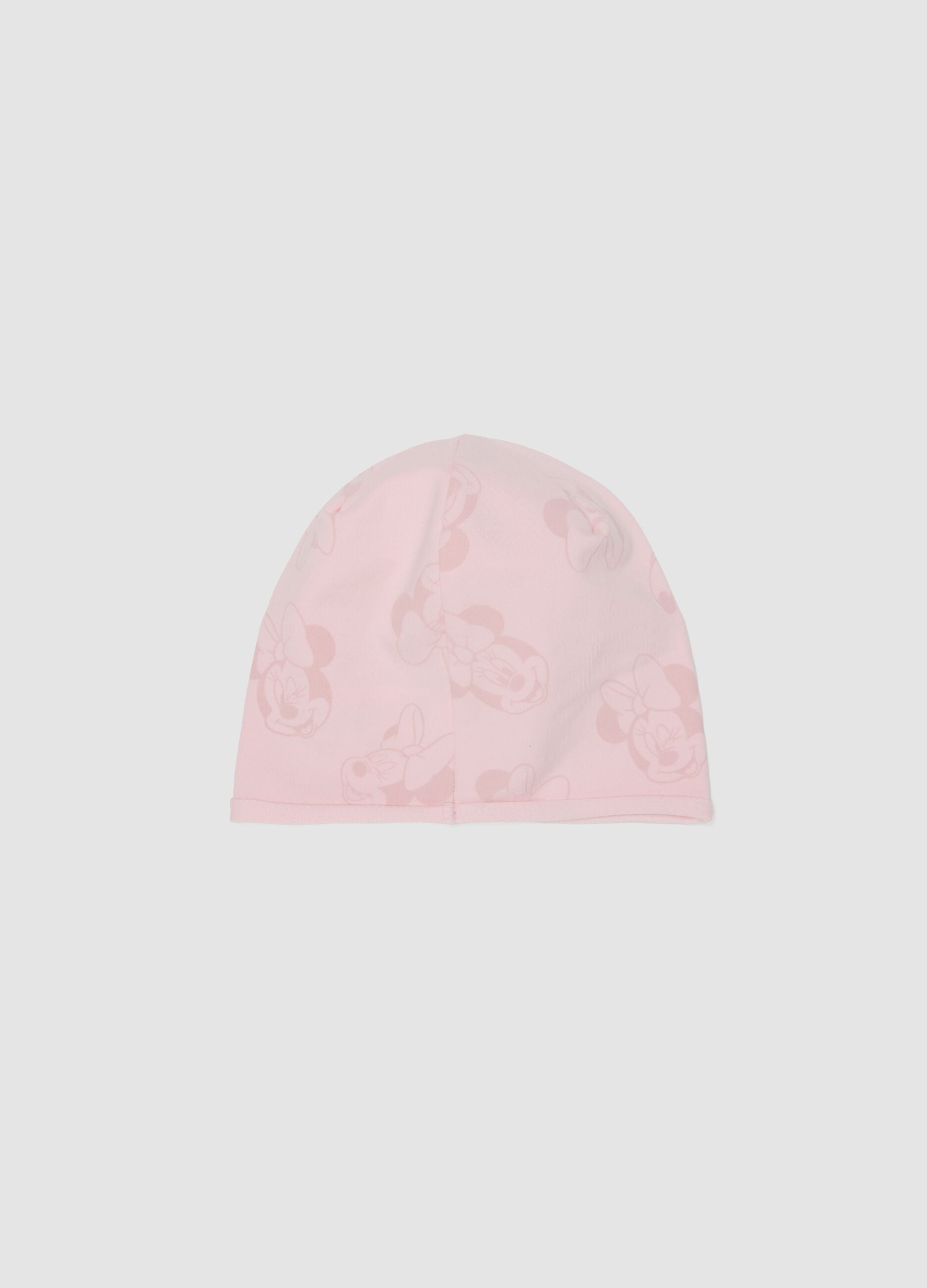 Pink stretch cotton Minnie print hat for girls