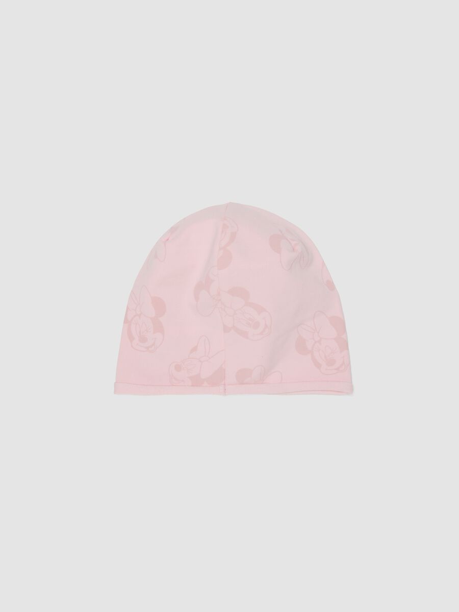 Pink stretch cotton Minnie print hat for girls_1