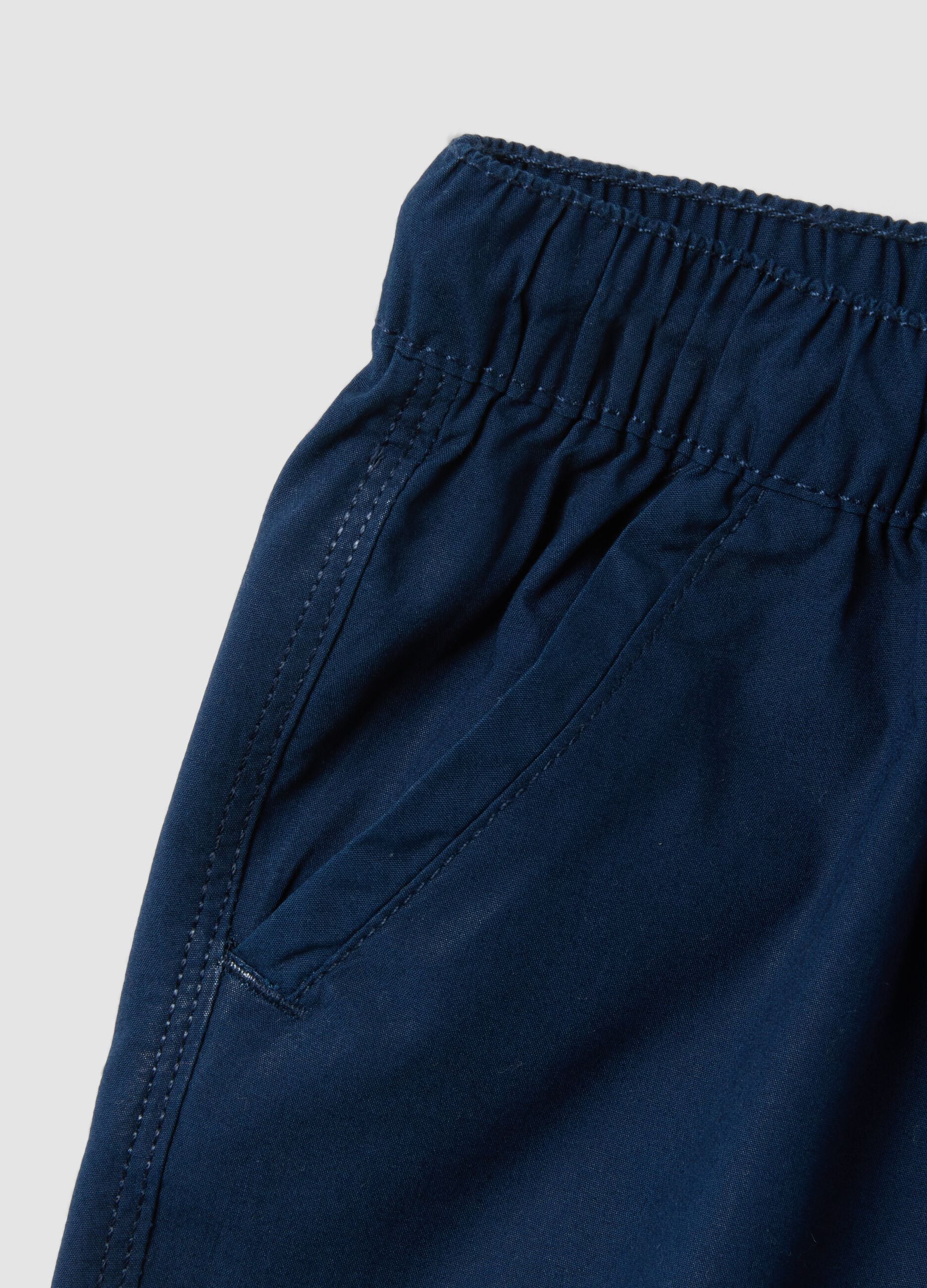 Blue pure cotton shorts with elasticated waistband