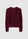 Regular fit red cotton blend jumper with knit pattern_4