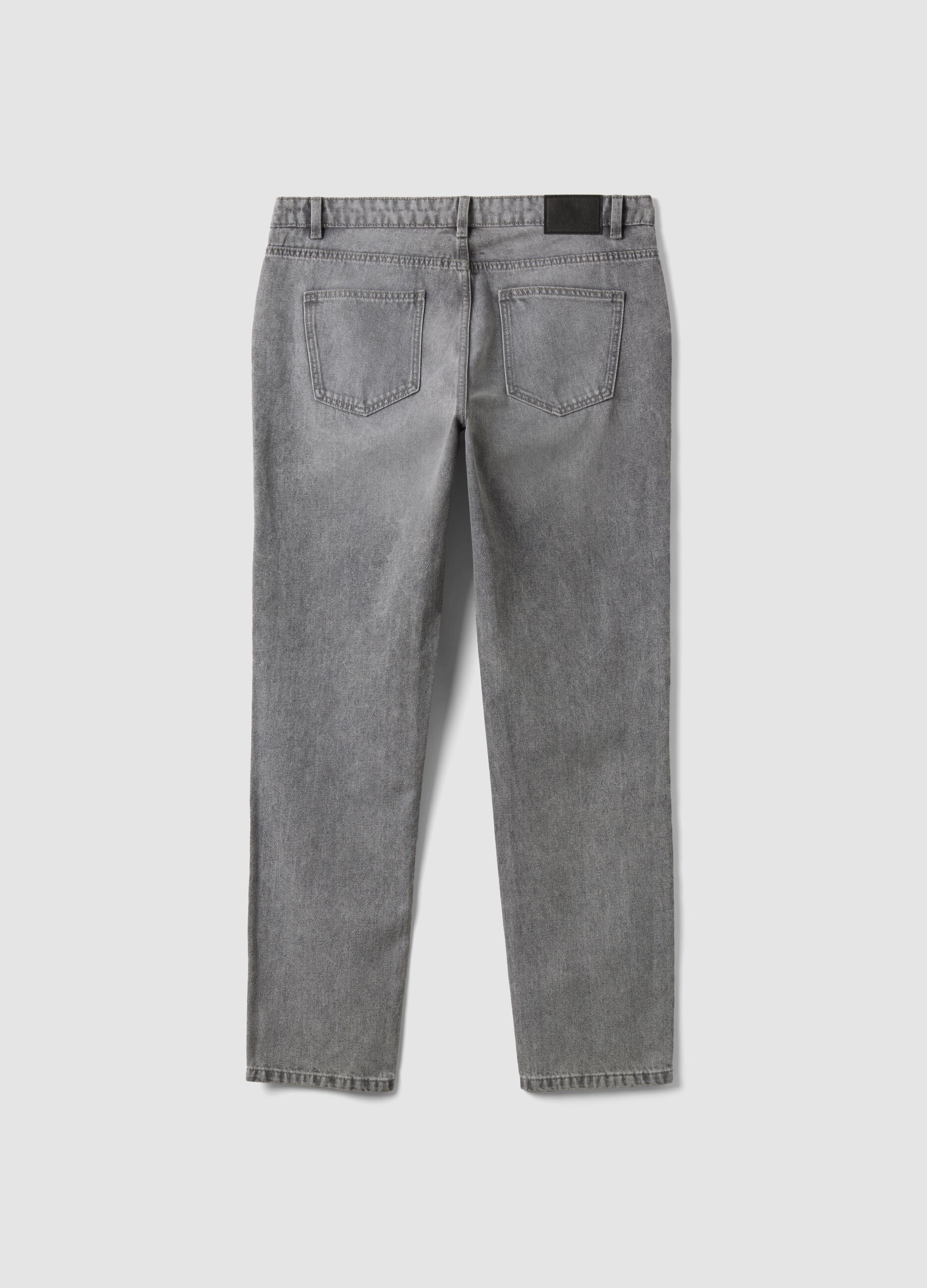 Grey slim-fit jeans in cotton and viscose blend