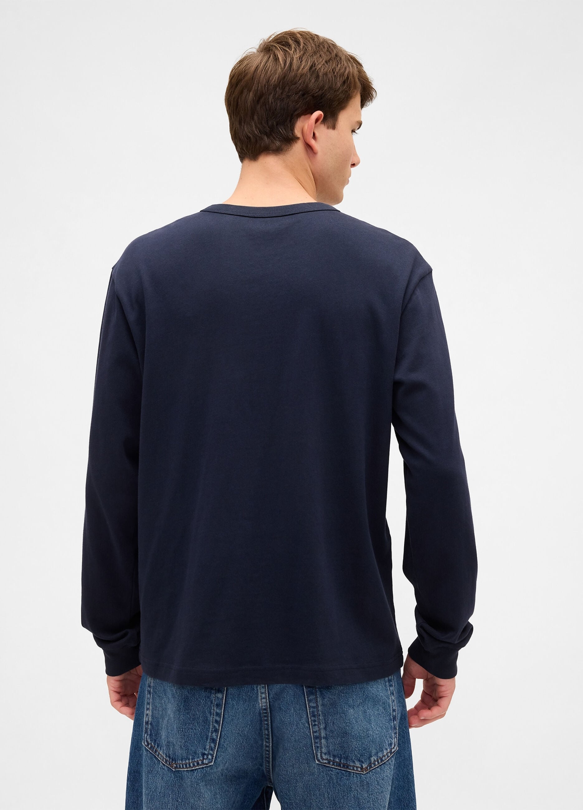 Blue long-sleeve cotton shirt