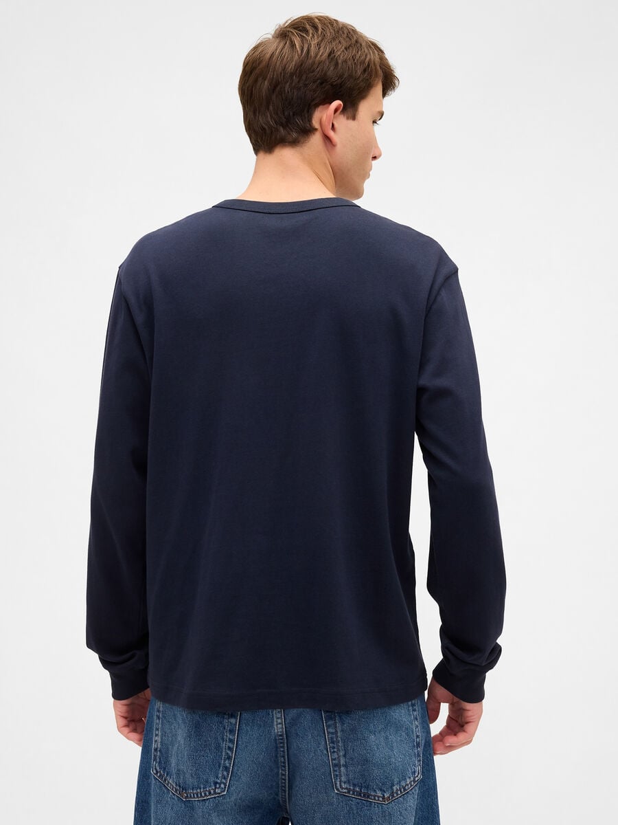 Blue long-sleeve cotton shirt_1