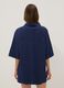 Blue pure cotton V-neck top_3