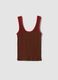 Brown pure cotton ribbed tank top_4