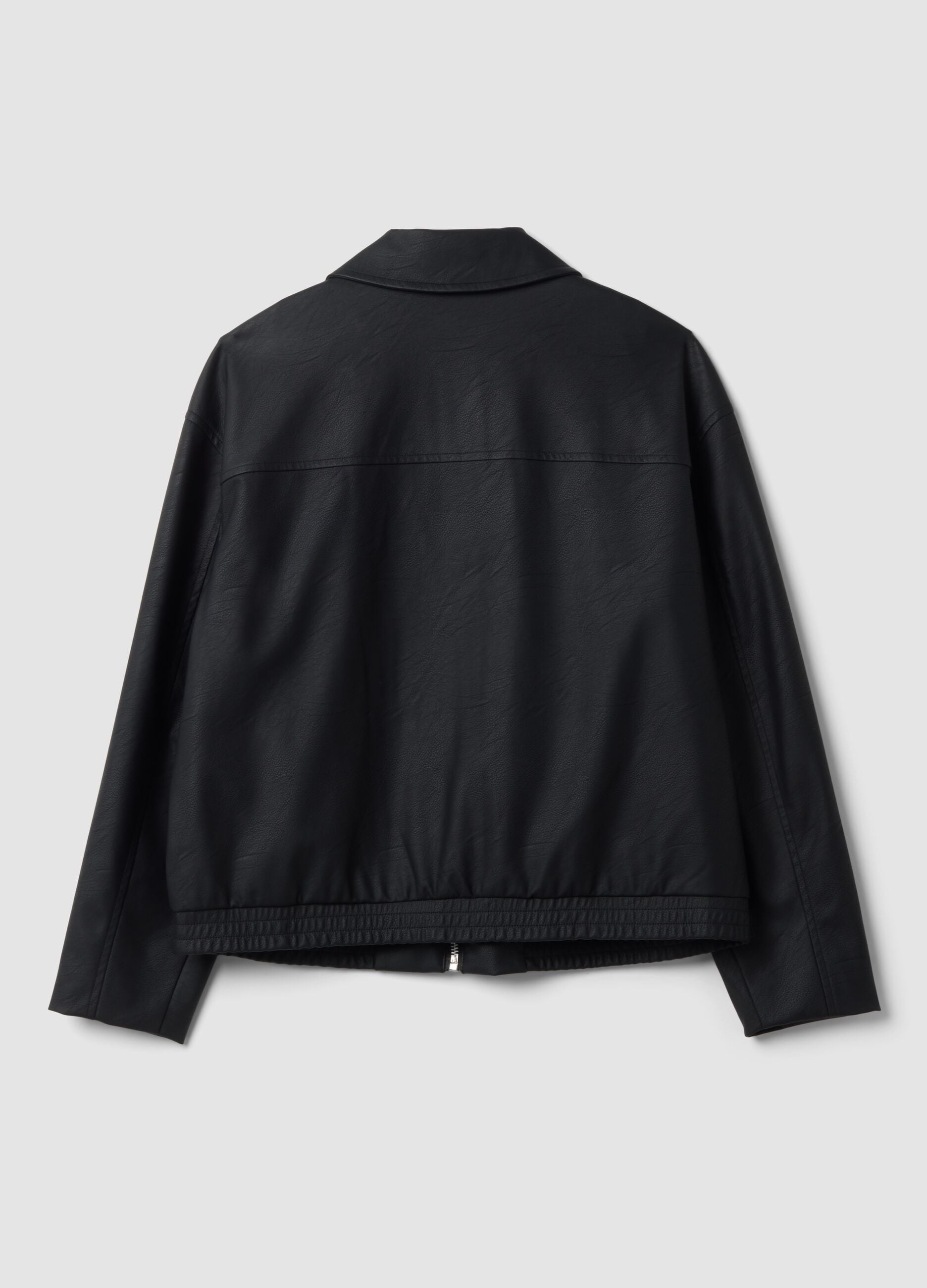 Black regular-fit jacket with zip and collar