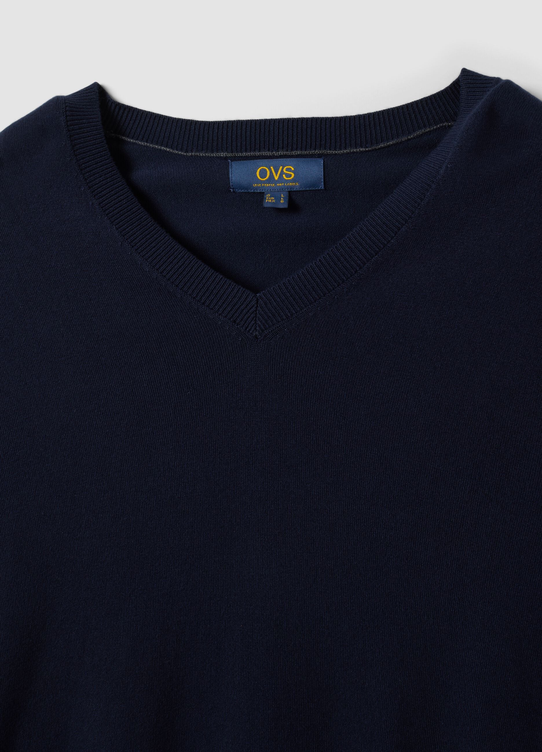 Blue viscose-blend V-neck jumper, regular fit