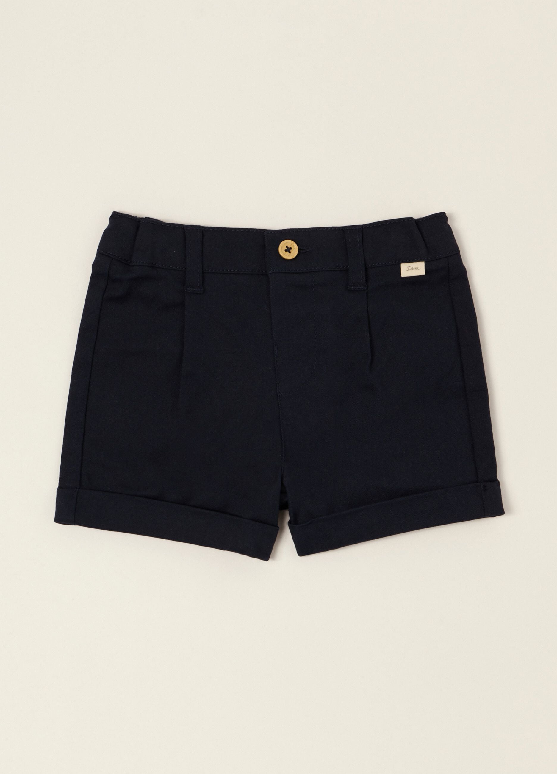 Baby Blue Stretch Cotton Shorts, Regular Fit